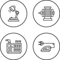 escritorio lámpara y eléctrico motor icono vector