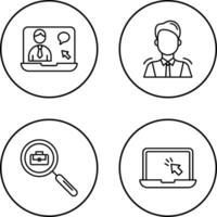 Online Job and Manager Icon vector