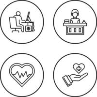 Computer Worker and Office Reception Icon vector