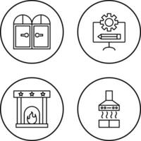 Door and Blueprint Icon vector