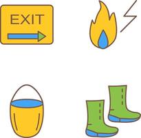 exit and electricity fire Icon vector