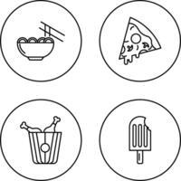 chino comida y Pizza icono vector