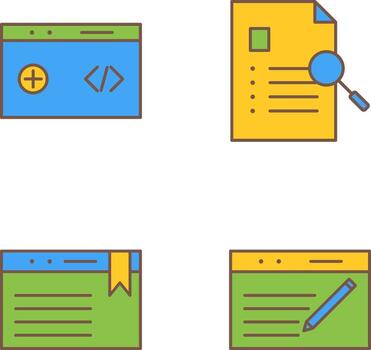 limpiar código y caso estudiar icono vector