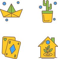 origami y cactus icono vector