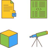 unlock document and piece of code Icon vector