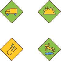 dangerous vehicle and danger of welding Icon vector