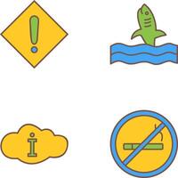 caution sign and dangerous shark Icon vector