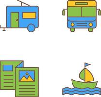 autobús y remolque icono vector