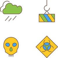 lluvia y pesado maquinaria icono vector