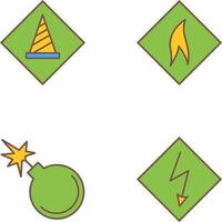 under construction and flammable material Icon vector