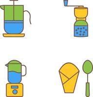 french press and coffee grinder Icon vector