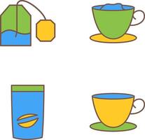 tea bag and creamy coffee Icon vector