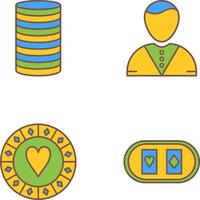 casino dealer and stack of coins Icon vector