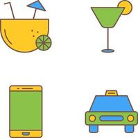 coconut drink and cocktail drink Icon vector