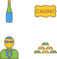 champgane bottle and casino sign Icon vector