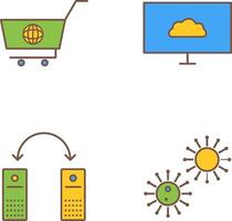 global shopping and cloud sysytem Icon vector