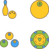 bolos y ocho pelota icono vector