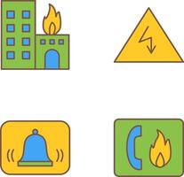 ardiente edificio y electricidad peligro icono vector