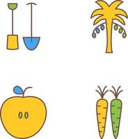 jardinería herramientas y palma árbol icono vector