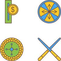 espacio para monedas y ruleta con flechas icono vector