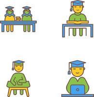 Combined Study and Studying on Desk Icon vector