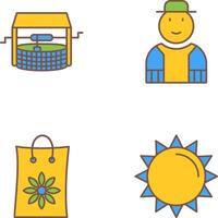 Watwer Well and Gardener Icon vector