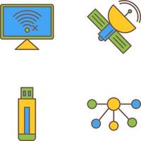 Disconnected Network and Satellite Icon vector