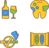 vino y caries icono vector