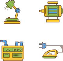 escritorio lámpara y eléctrico motor icono vector