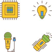 Processor and Light Bulb Icon vector