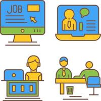 Online Job and Online Job Interview Icon vector