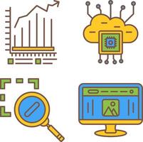 Bar Chart and Cloud Computing Icon vector