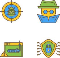 Bug Target and Hacker Icon vector