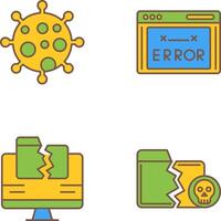 virus y error código icono vector