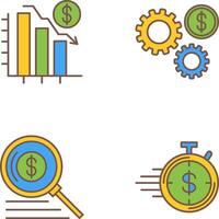 Chart Down and Settings Icon vector