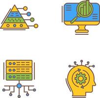 Pyramid Graph and Search Icon vector