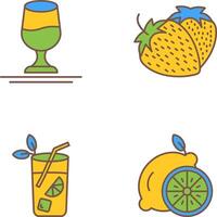 vino y fresa icono vector