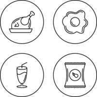 Chicken leg and Fried egg Icon vector