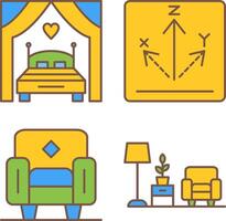 cama y eje icono vector