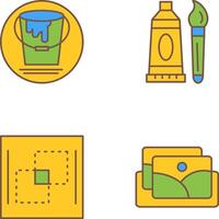 paint bucket and oil paint Icon vector