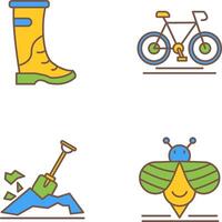 lluvia botas y ciclismo icono vector