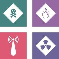 poisonous gas and Danger of flame Icon vector