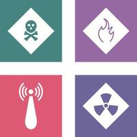 poisonous gas and Danger of flame Icon vector