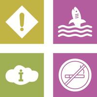 caution sign and dangerous shark Icon vector