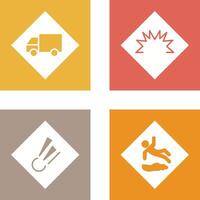 dangerous vehicle and danger of welding Icon vector