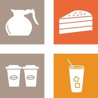 cake slice and coffee pot Icon vector