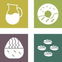 Leche jarra y crema rosquilla icono vector