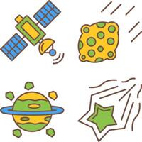 satelite and asteroid Icon vector