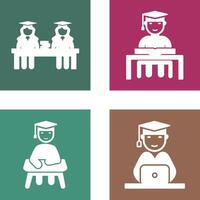 Combined Study and Studying on Desk Icon vector