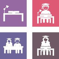 study desk and studying on desk Icon vector